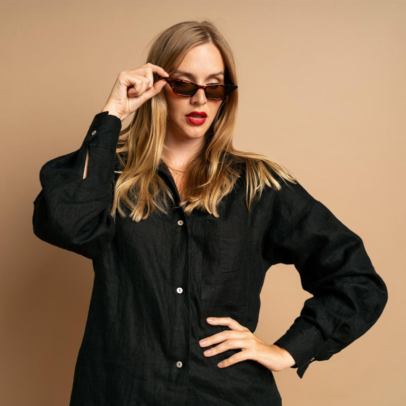Parka de brim, Oversize, Preta
