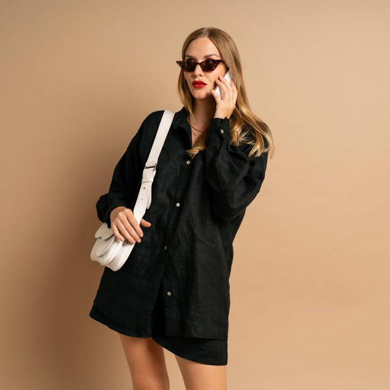 Parka de brim, Oversize, Preta
